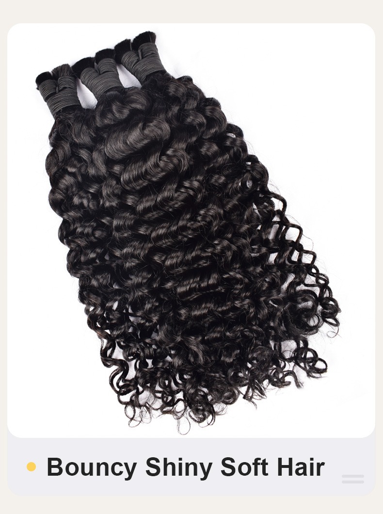 High-quality black human hair bulk, ideal for deep curls